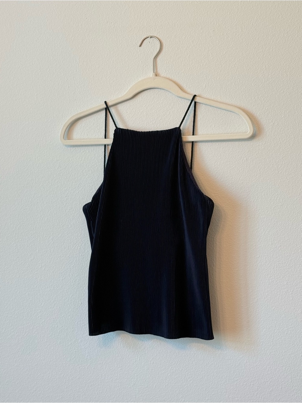 Zara Navy Ribbed High-Neck Camisole